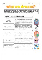 English Worksheet: Why we dream? 