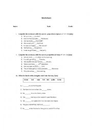 English Worksheet: Prepositions worksheet AT- IN - ON