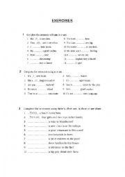 English Worksheet: BASIC EXERCISES TO BE, AN/A