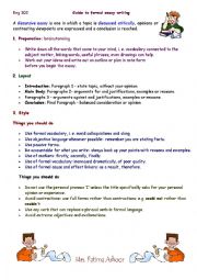 English Worksheet: how to write a discursive essay