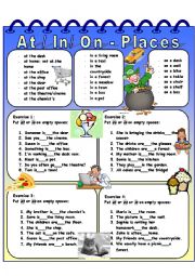 At / In / On - Prepositions + four exercises