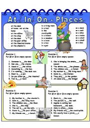 English Worksheet: At / In / On - Prepositions + four exercises