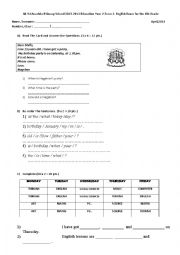 English Worksheet: An Exam for the elementary level