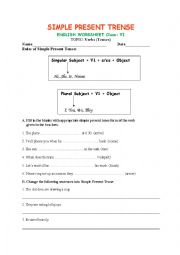 English Worksheet: Simple present tense