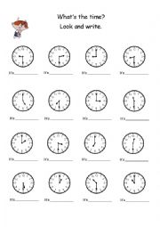 English Worksheet: Whats the time? Look and write