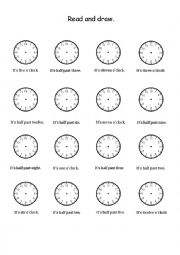 English Worksheet: Whats the time? Read and draw.