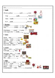 English Worksheet: describing objects through senses