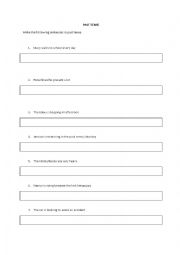 English Worksheet: Past Tense Sentences