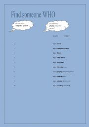 English Worksheet: find someone who