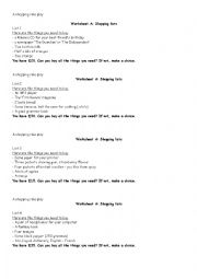 English Worksheet: Role Play at the supermarket