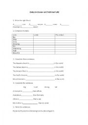 English Worksheet: Nature vocabulary and comparatives/superlatives