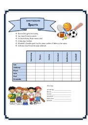 English Worksheet: logic puzzle 10 - sports