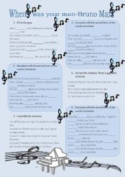 English Worksheet: When I was your man - Bruno Mars