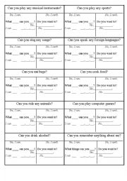 English Worksheet: can you