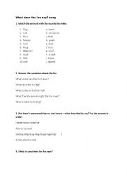 English Worksheet: song: what does the fox say