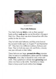 English Worksheet: Baboons Science Article - Contractions