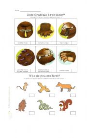 English Worksheet: Gruffalo Movie Worksheet