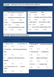 Grammar Test about Adjective/ demonstrative adjective/ articles/ comparative & superlative/