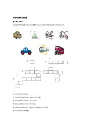 English Worksheet: TRANSPORTATION VOCABULARY