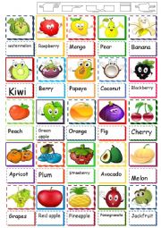 English Worksheet: fruit pictionary