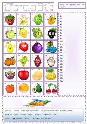 English Worksheet: fruit matching