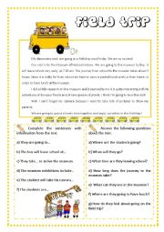 English Worksheet: Field Trip - reading 