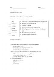 English Worksheet: Romeo and JUliet Act 2 Quiz