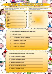 English Worksheet: degrees of comparison 