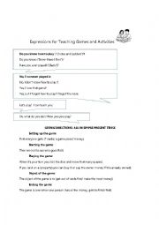 Expressions for Teaching Games and Activites