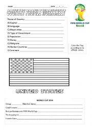 English Worksheet: FIFA World Cup Countries  USA