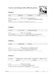 English Worksheet: Hobbies Dialogue