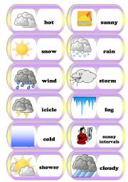 English Worksheet: Weather. Domino.