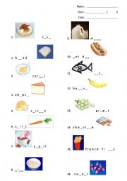 English Worksheet: Food Vocabulary