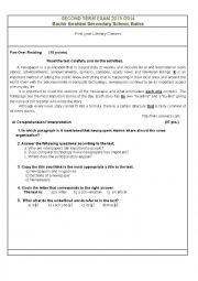 English Worksheet: Newspapers