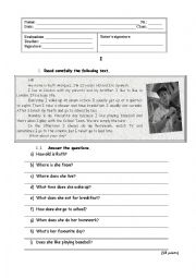 English Worksheet: Written tes on the daily routine