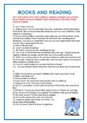 English Worksheet: BOOKS AND READING