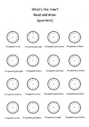 Whats the time? Read and draw - quarters