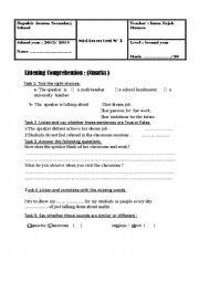 English Worksheet: MID TERM TEST 3 FOR SECOND YEAR 