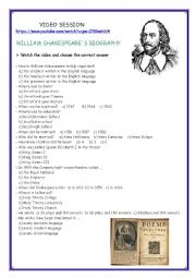 English Worksheet: Video session -Shakespeare biography