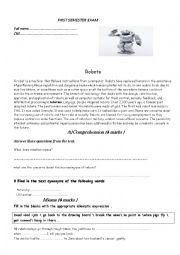 English Worksheet: EXAMS ON ROBOTS