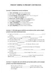 English Worksheet: present simple vs present continuous