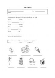 English Worksheet: Verb to be and food