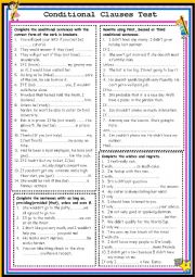 English Worksheet: Conditional Clauses Test 