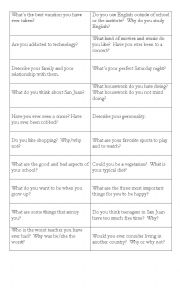 English Worksheet: Conversation Questions