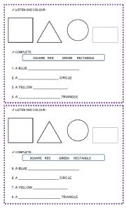 English Worksheet: Shapes and Colours