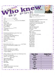 English Worksheet: Who Knew song by pink
