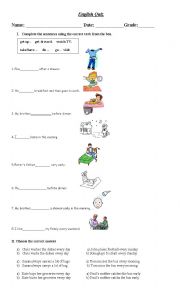 English Worksheet: Daily routine