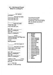 English Worksheet: Song - Worksheet (Present Perfect)