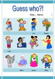 English Worksheet: Guess Who