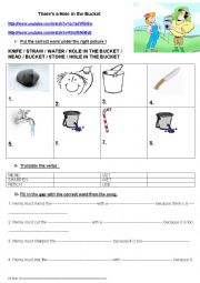 English Worksheet: Theres a hole in the bucket